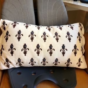 Pillow, decorative, flower, beads, brown/blue/linen